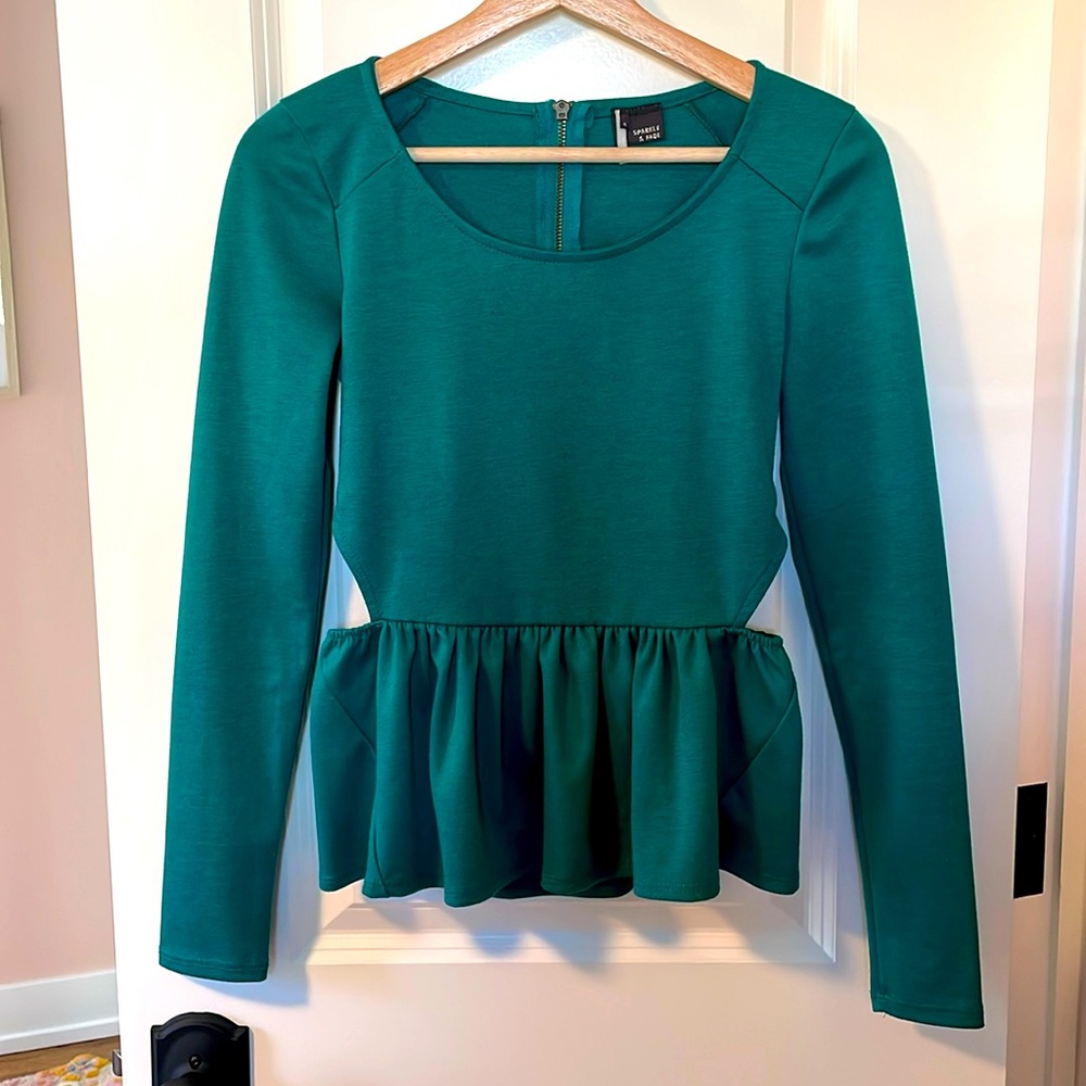 Urban Outfitters “Sparkle & Fade” Brand Cutout Peplum Top